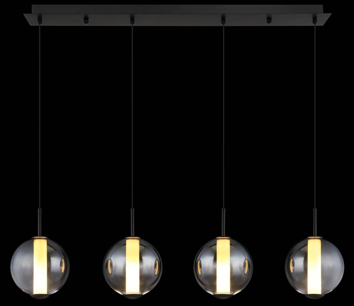 GLOBO Pendelleuchte Opal mattschwarz Rauch Metall Glas B/H: ca. 99x120 cm 1.0 Brennstellen