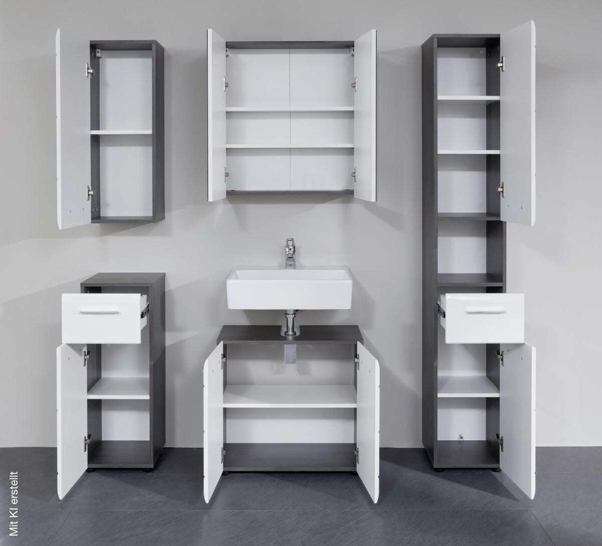 Spiegelschrank Line Rauchsilber Nachbildung B/H/T: ca. 60x67x18 cm