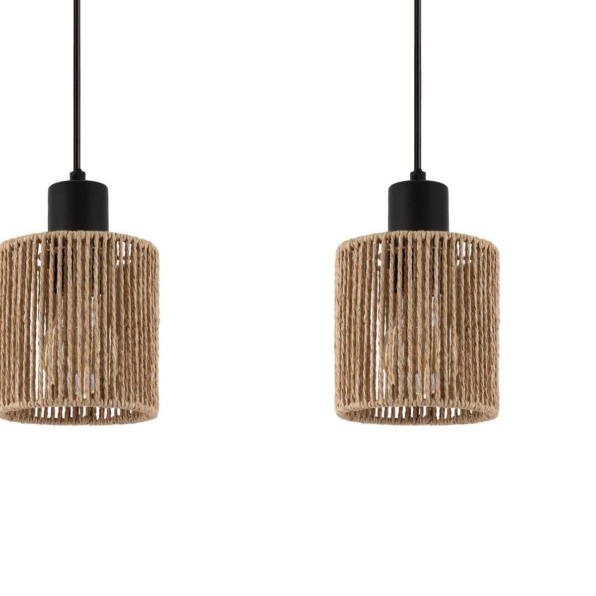 POCOline Pendelleuchte Carta schwarz natur Metall Papier B/H/L: ca. 12x120x64 cm E27 3 Brennstellen