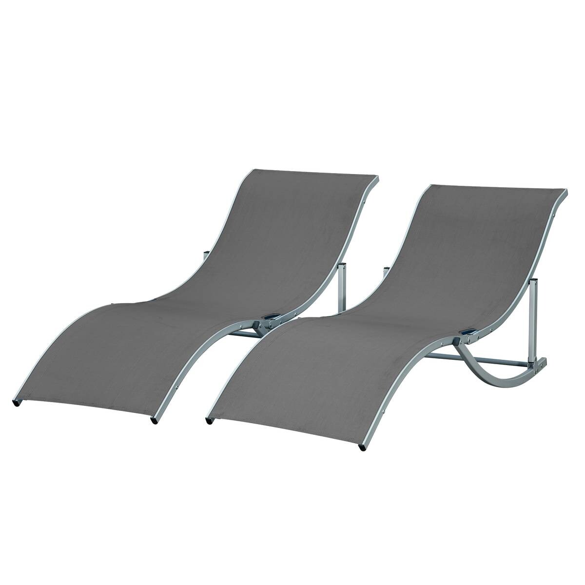 Outsunny Gartenliege 2er Set dunkelgrau Aluminium B/H/L: ca. 61x63x165 cm