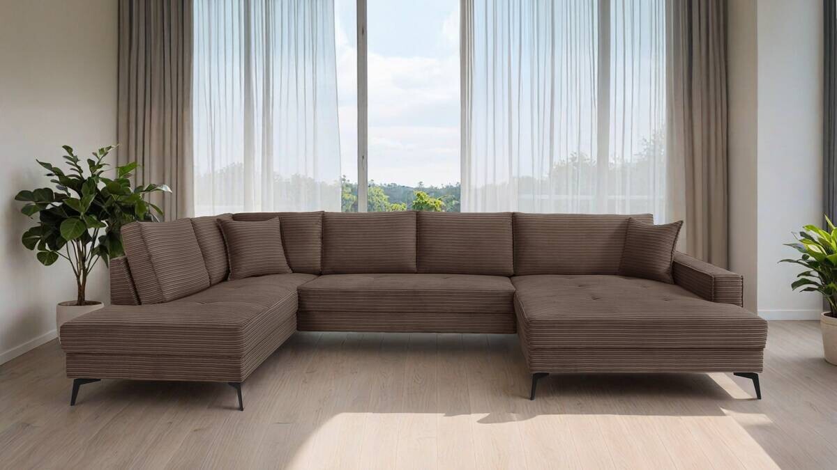 Wohnlandschaft Zero braun Microfaser B/H/T: ca. 362x86x195 cm