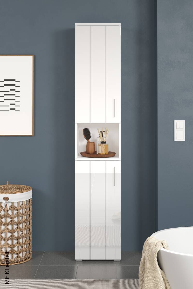 Hochschrank Wons weiß Hochglanz weiß matt B/H/T: ca. 37x192x31 cm