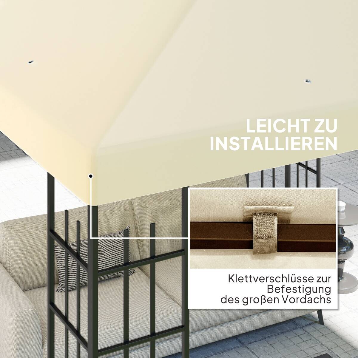 Outsunny Pavillondach cremeweiß Polyester B/H/L: ca. 298x1x298 cm
