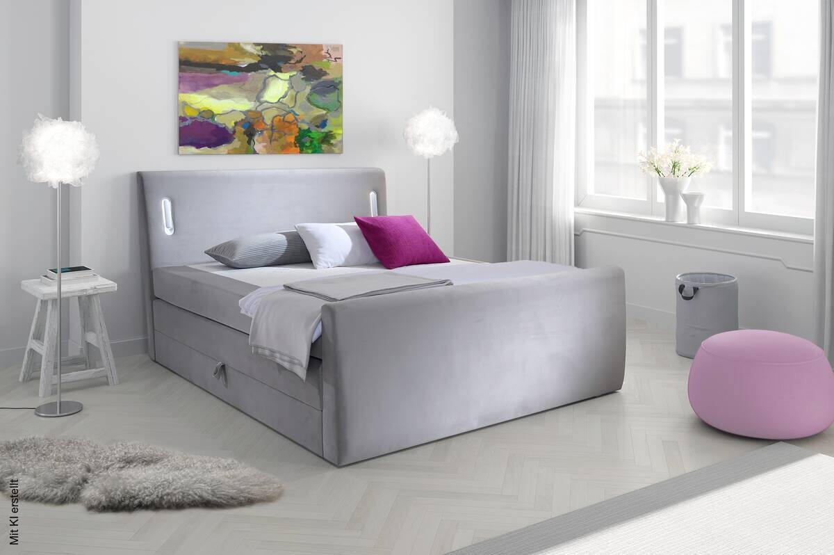 Boxspringbett Lighting grau Liegefläche B/L: ca. 160x200 cm