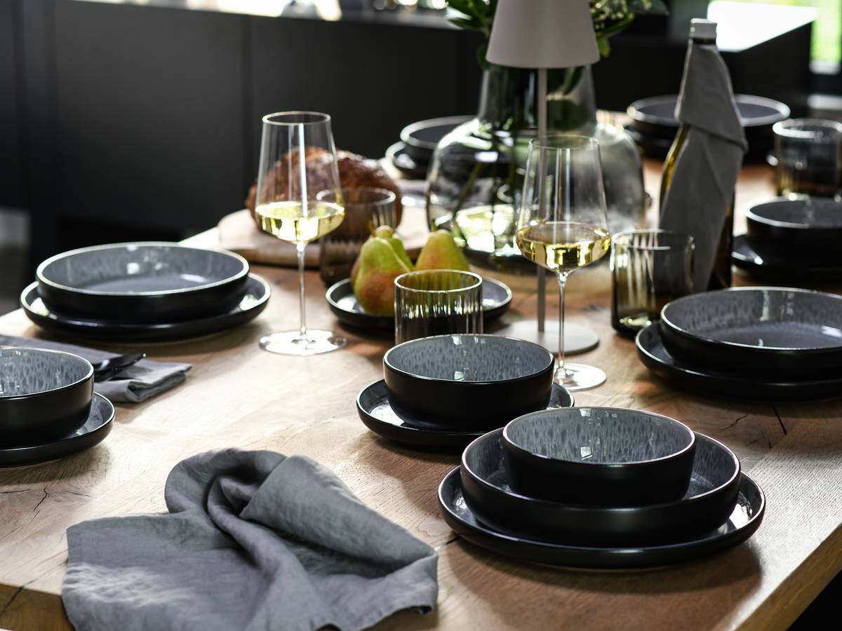 CreaTable Schalen-Set Nordic Fjord Frost grau Steinzeug D: ca. 15,5 cm