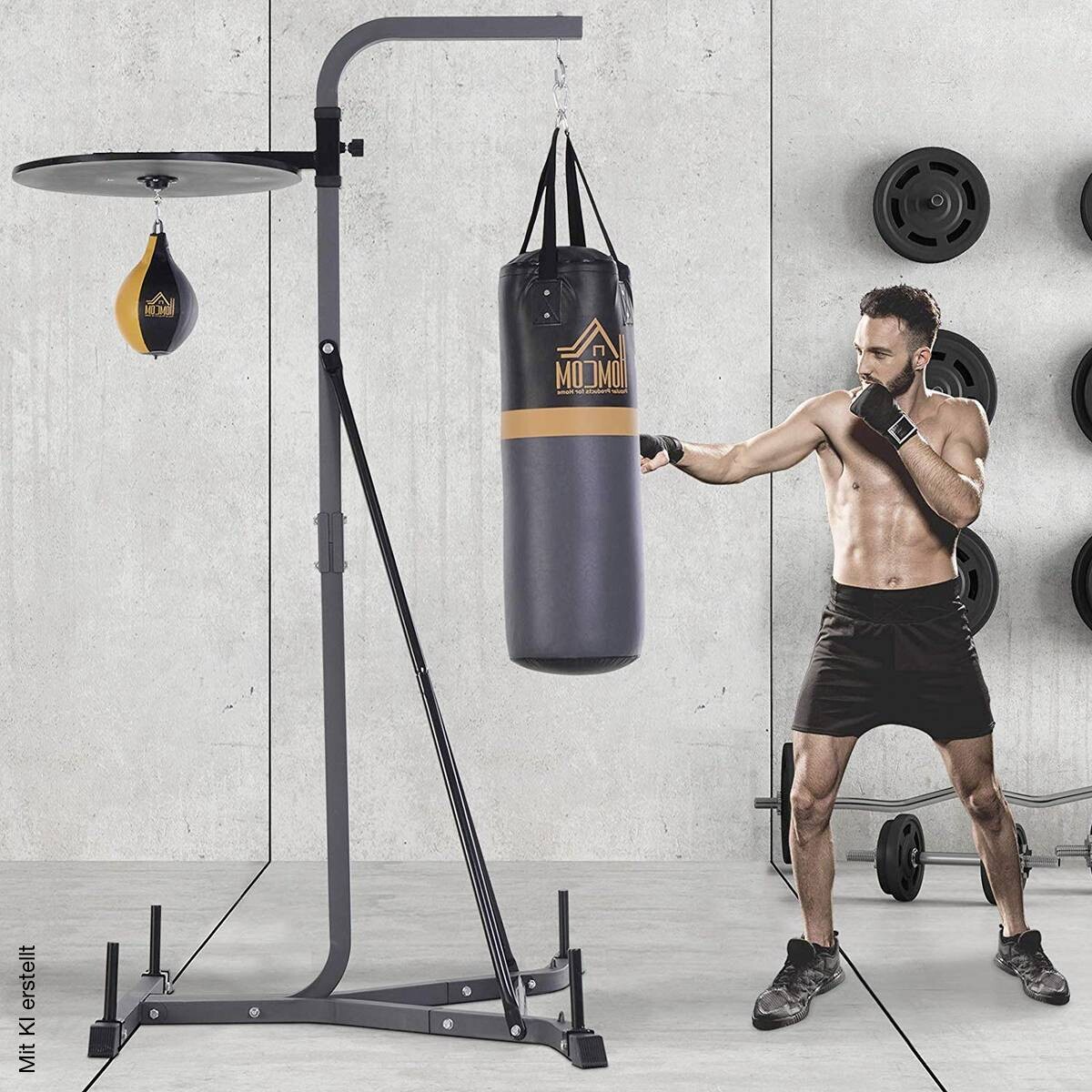 HOMCOM Boxsackständer schwarz Stahlrohr B/H/T: ca. 104x202x156 cm