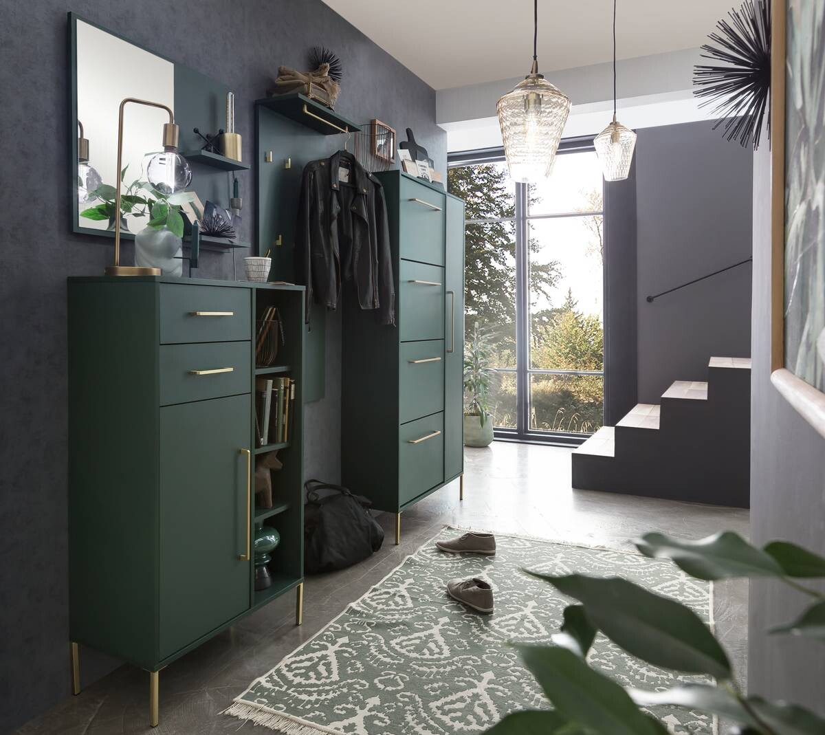 Schuhschrank Kent waldgrün B/H/T: ca. 88,4x174,2x30 cm