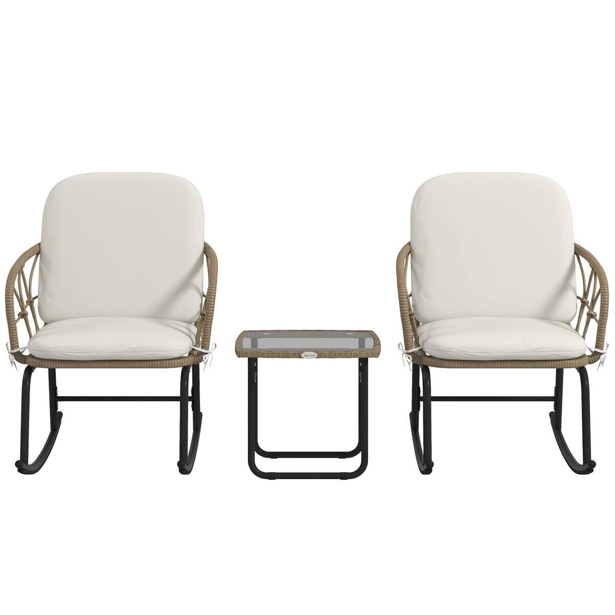 Outsunny Sitzgruppe creme Edelstahl B/H/L: ca. 82x63x75 cm