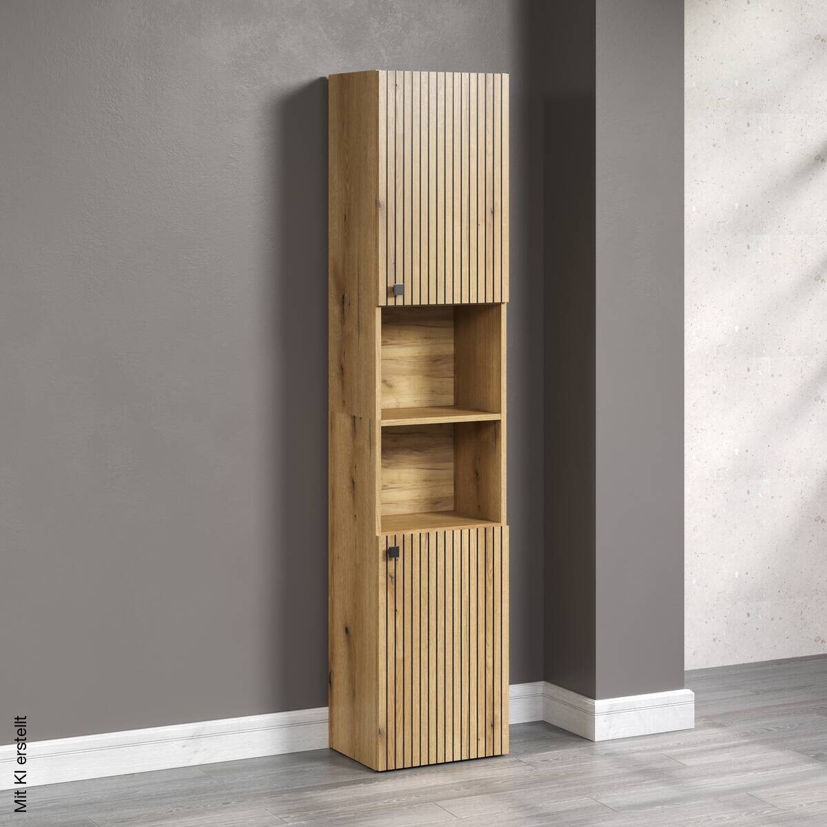 Hochschrank Pure Bliss Eiche Evoke Oak Nachbildung schwarz B/H/T: ca. 40x186x31 cm
