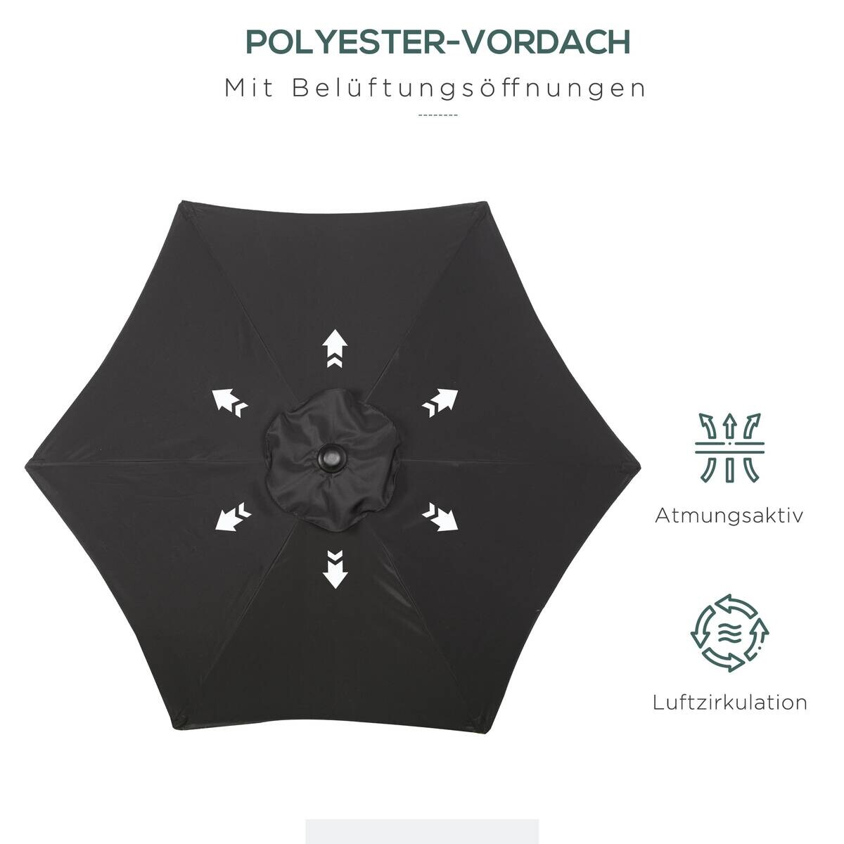 Outsunny Sonnenschirm schwarz Polyester B/H/L: ca. 196x204x196 cm