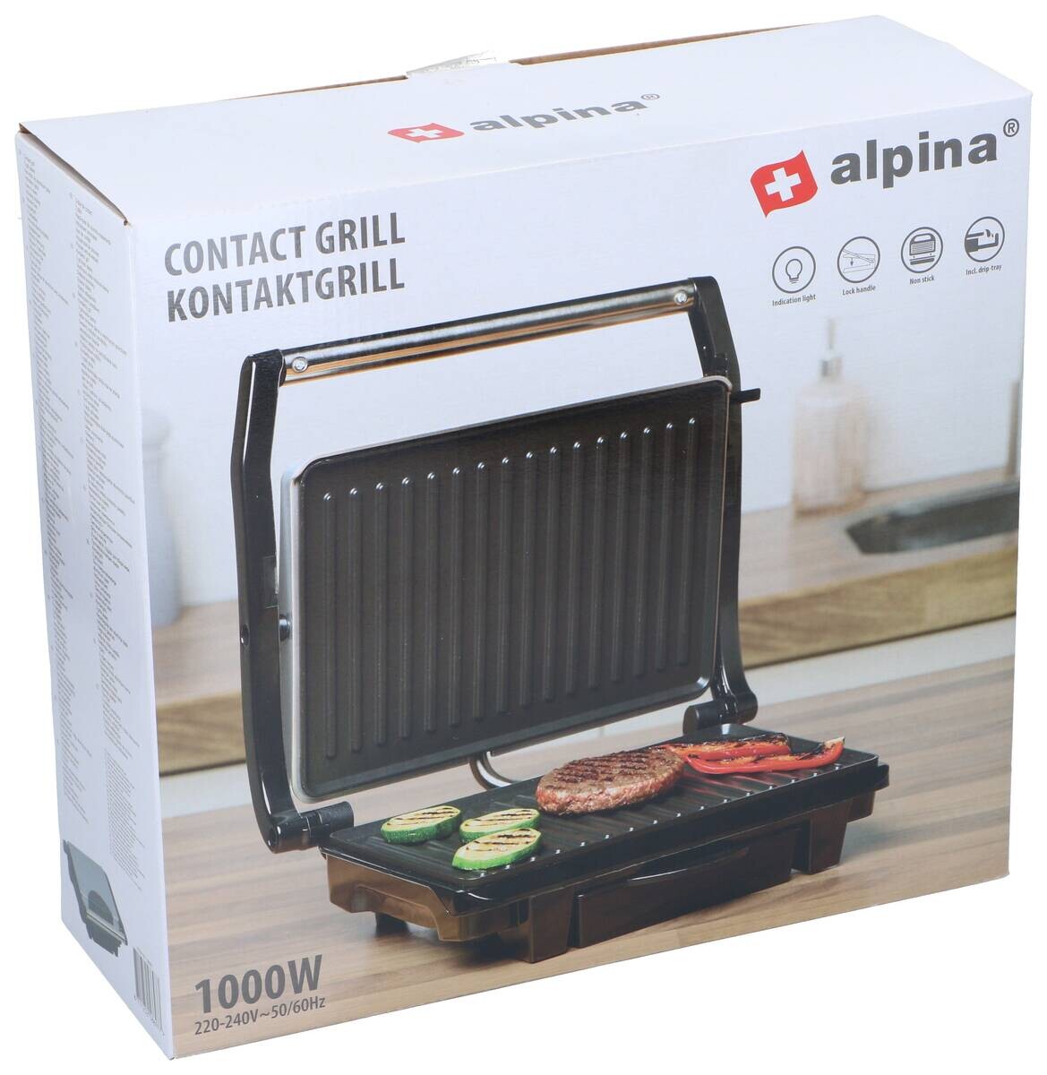 Kontaktgrill schwarz B/H/L: ca. 11,5x29,5x32,5 cm