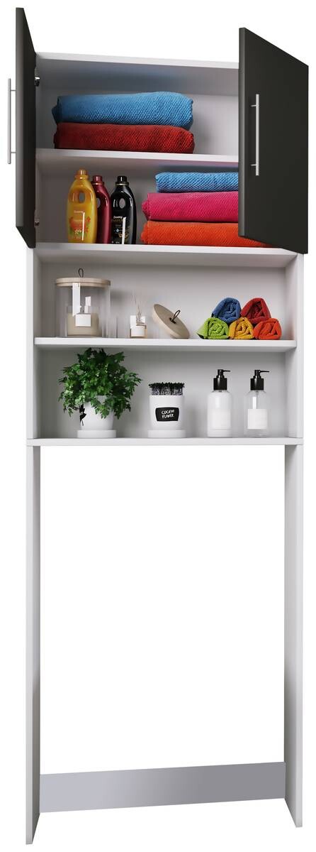 Überbauschrank Jutas weiß schwarz B/H/T: ca. 64x190x25 cm