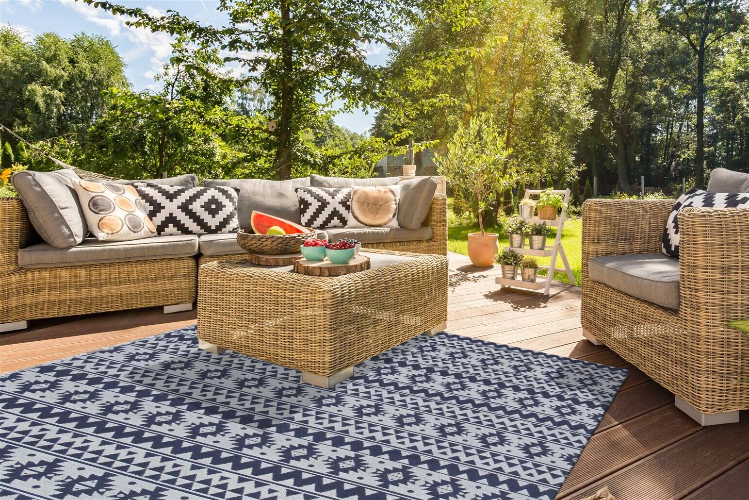 Kayoom Flachgewebeteppich Sunny 210 blau B/L: ca. 80x150 cm