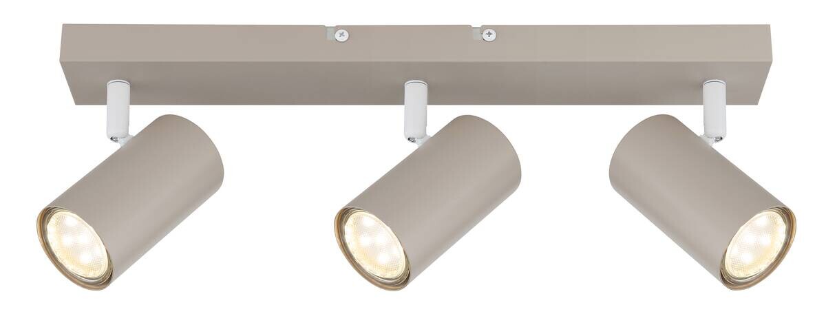GLOBO Spot 3-flg. Robby sand weiß Metall B/H/L: ca. 41x6x12 cm GU10 3 Brennstellen