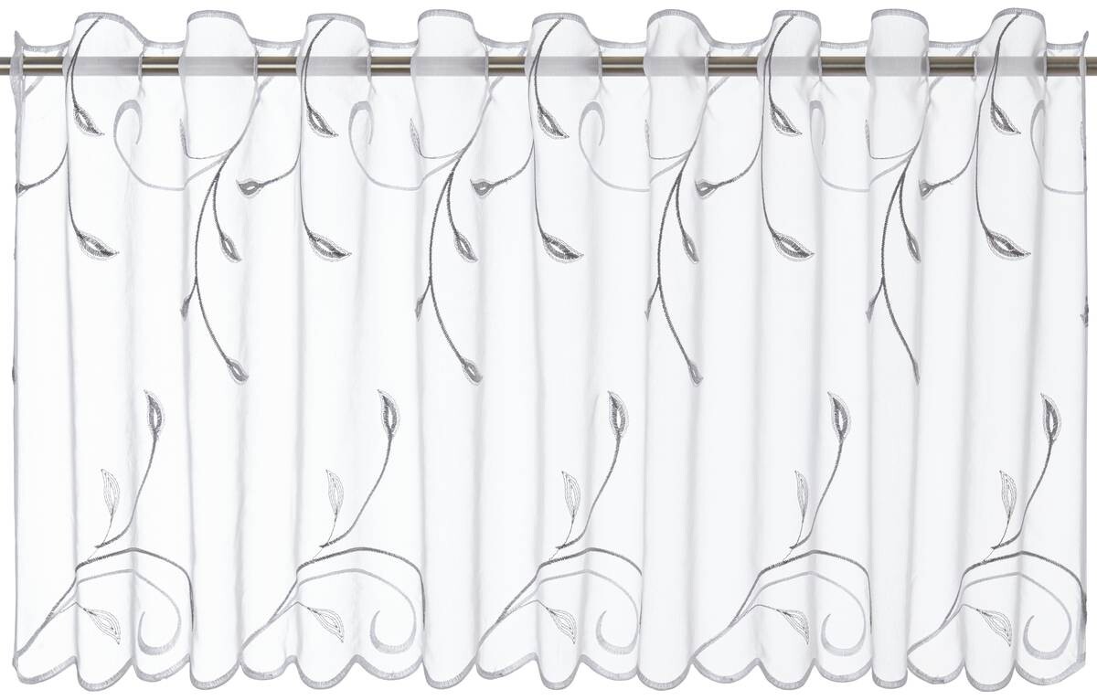 POCOline Scheibengardine Ranke weiß grau 100% Polyester B/L: ca. 150x55 cm