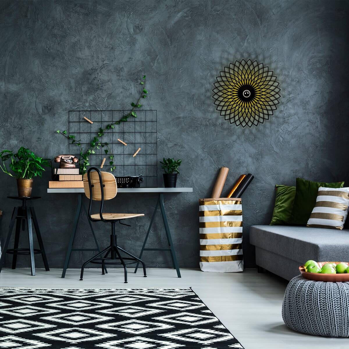 Opviq Wandleuchte Fellini schwarz Metall B/H/T/L: ca. 12x50x12x50 cm E27 1 Brennstellen