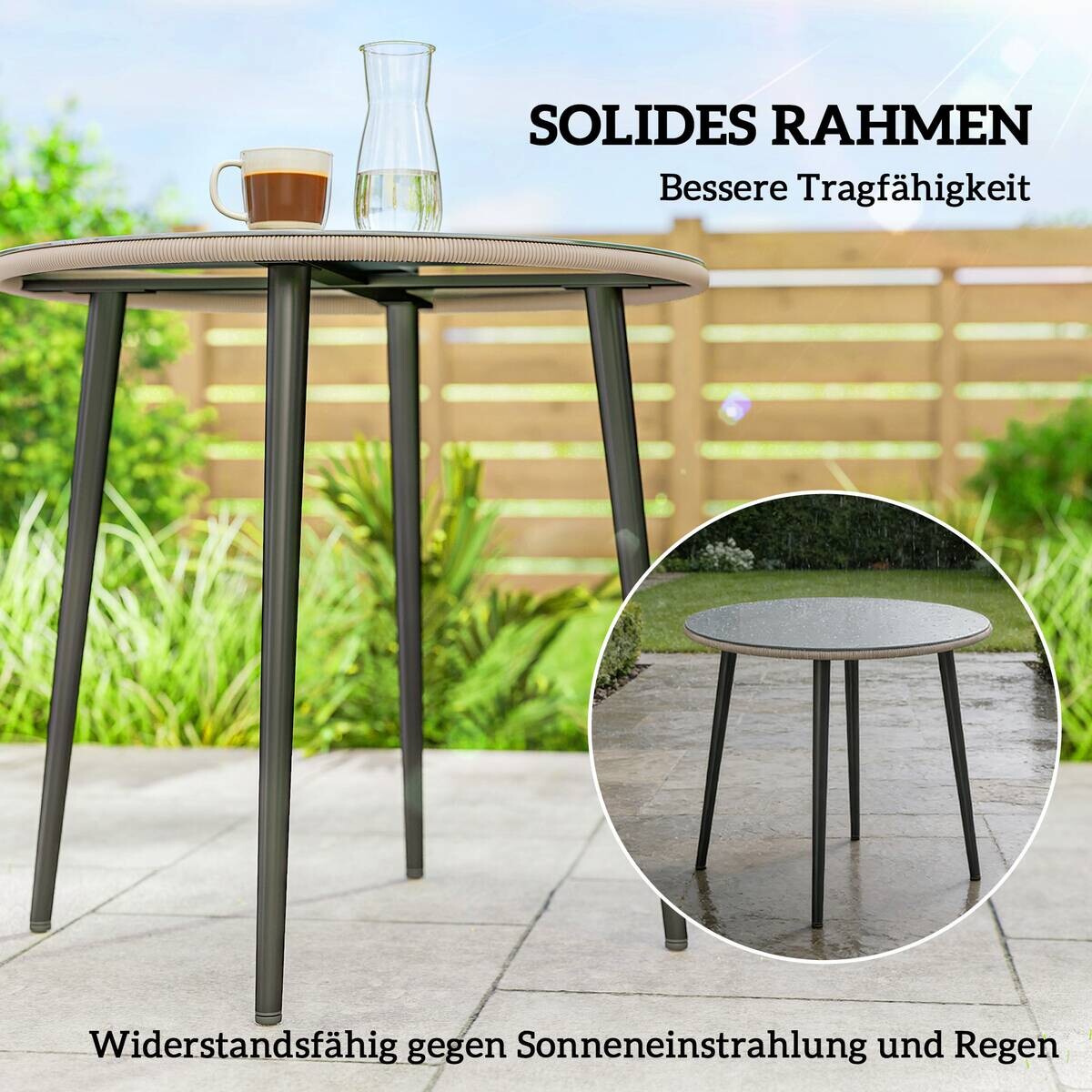 Outsunny Balkontisch grau Glas B/H/L: ca. 80x74x80 cm