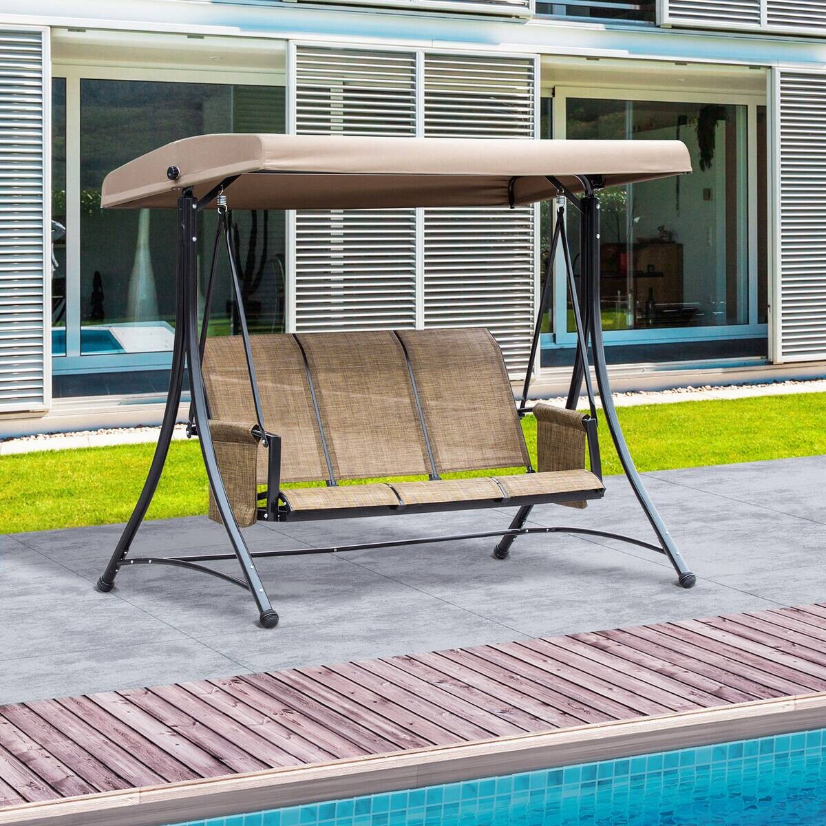 Outsunny Hollywoodschaukel braun Polyester B/H/L: ca. 128x172x196 cm