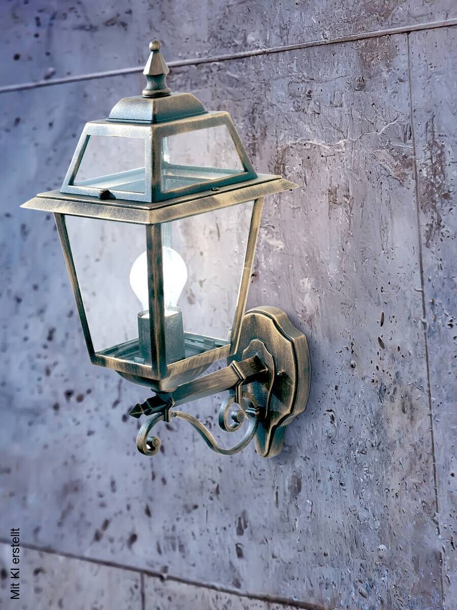 Wandaußenleuchte klar schwarz gold B/H/T: ca. 21x49,5x27 cm