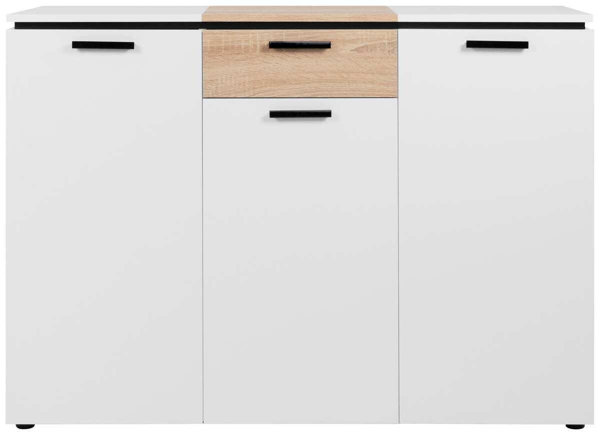 Kommode Mystery weiß Eiche Sonoma Nachbildung B/H/T: ca. 117x84x39 cm