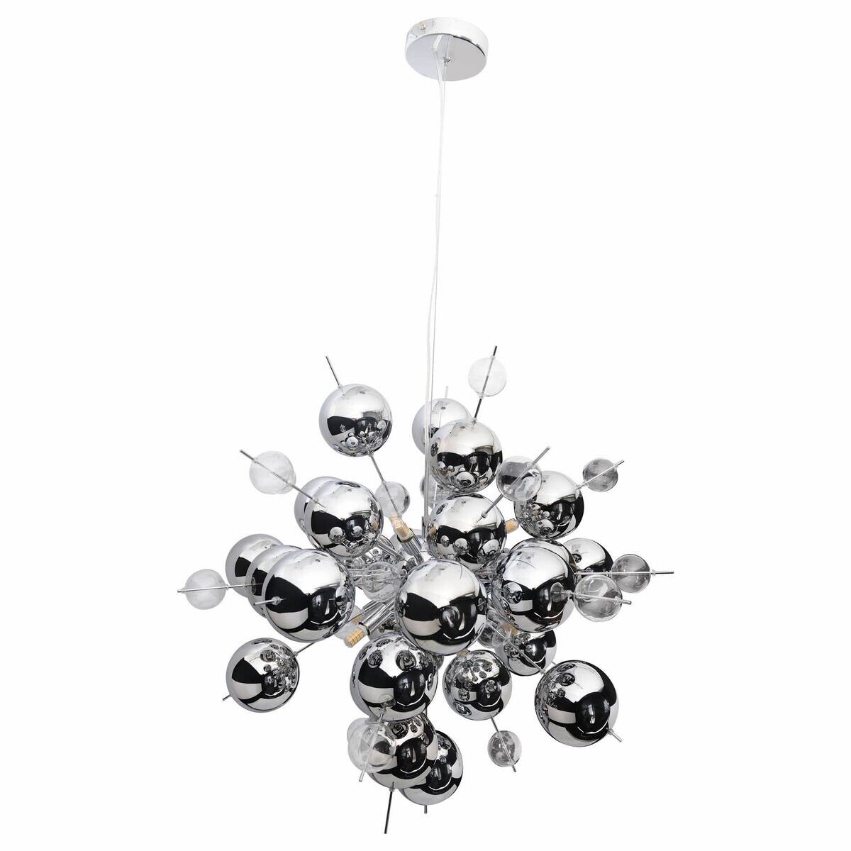 Näve Leuchten Pendelleuchte Chrom Glas Metall B/H/T/D: ca. 65x193x65x65 cm G9 10 Brennstellen