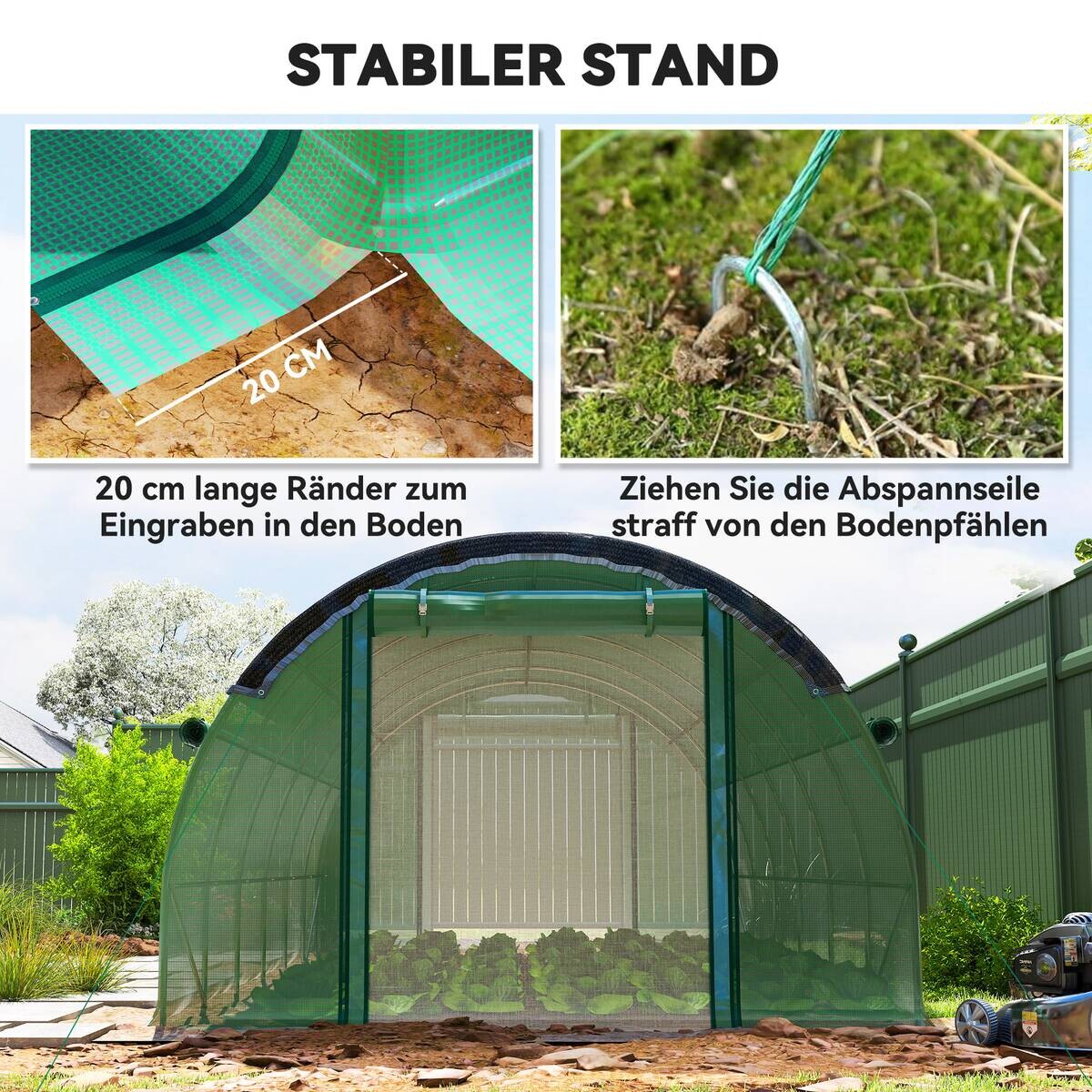 Outsunny Folientunnel B/H/L: ca. 300x198x600 cm