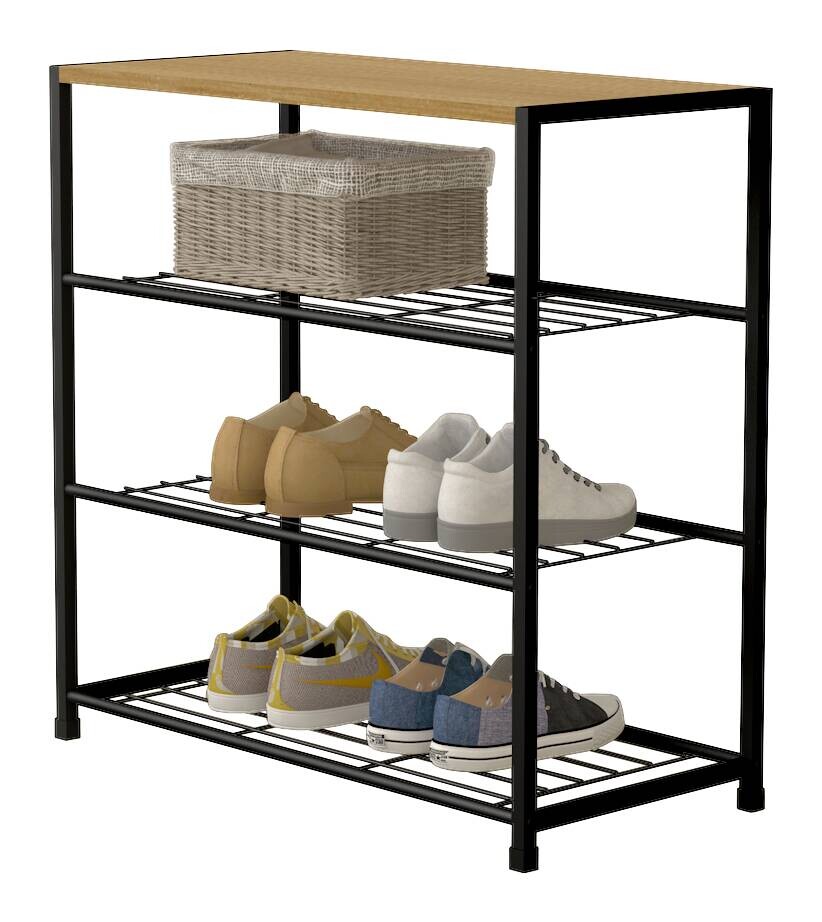 Schuhregal Nina Eiche Artisan Nachbildung schwarz B/H/T: ca. 63x63x30 cm