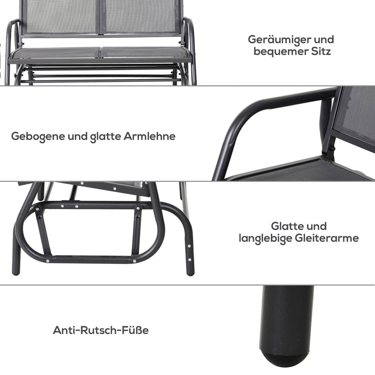 Outsunny Sitzbank grau Metall B/H/L: ca. 70x85x120 cm