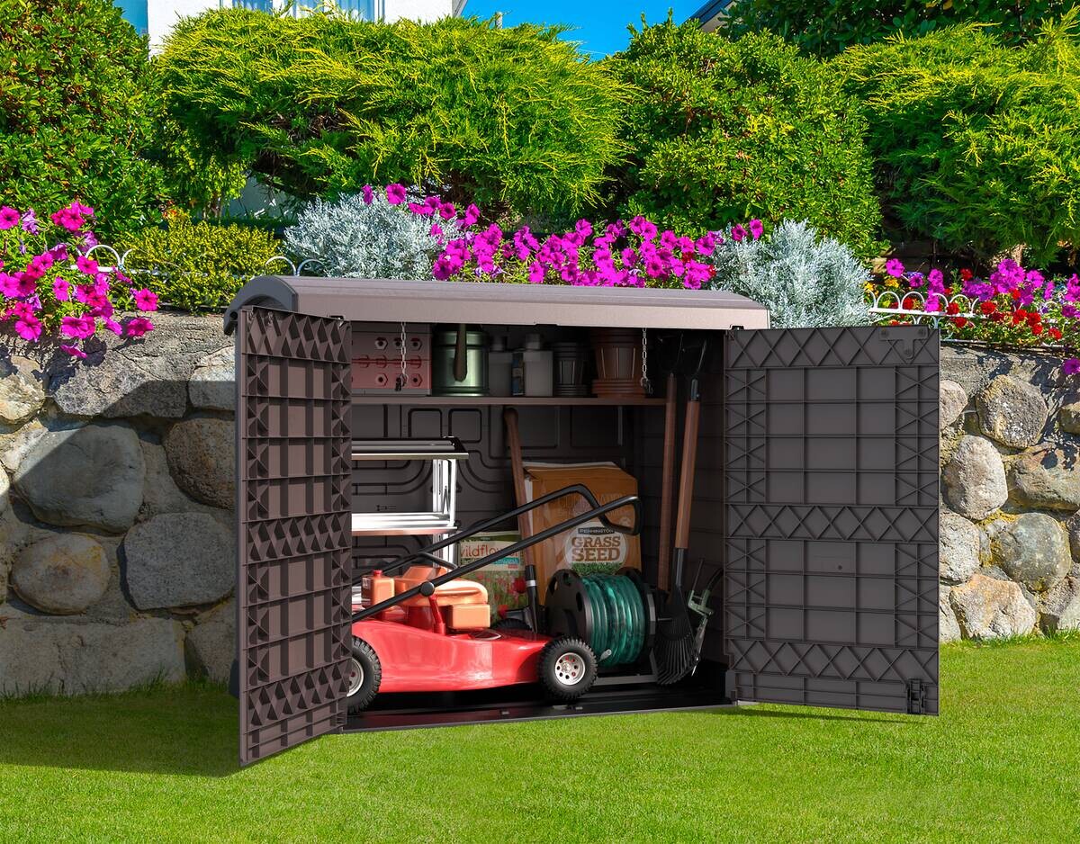 VCM Mülltonnenbox 2er StoreAway braun Kunststoff B/H/L: ca. 145x125x83 cm