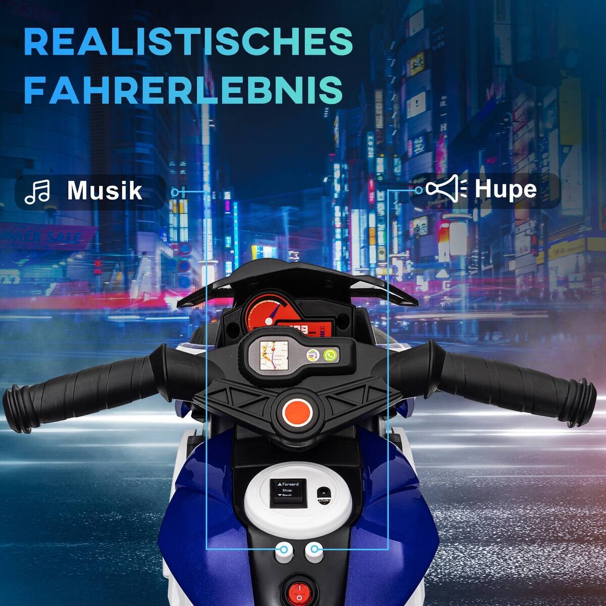 HOMCOM Kinder Elektromotorrad weiß B/H/L: ca. 42x52x86 cm