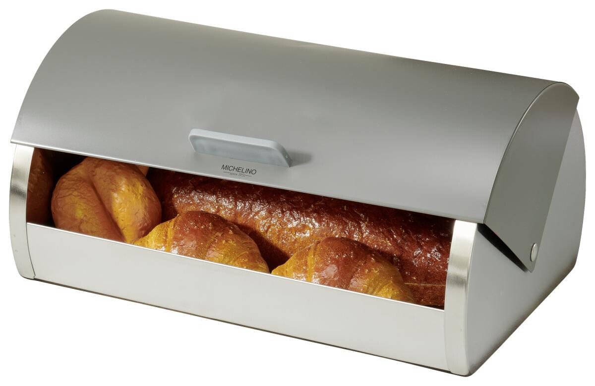 MICHELINO Brotkasten Serie Nora grau Edelstahl B/H/L: ca. 28x18x38,5 cm