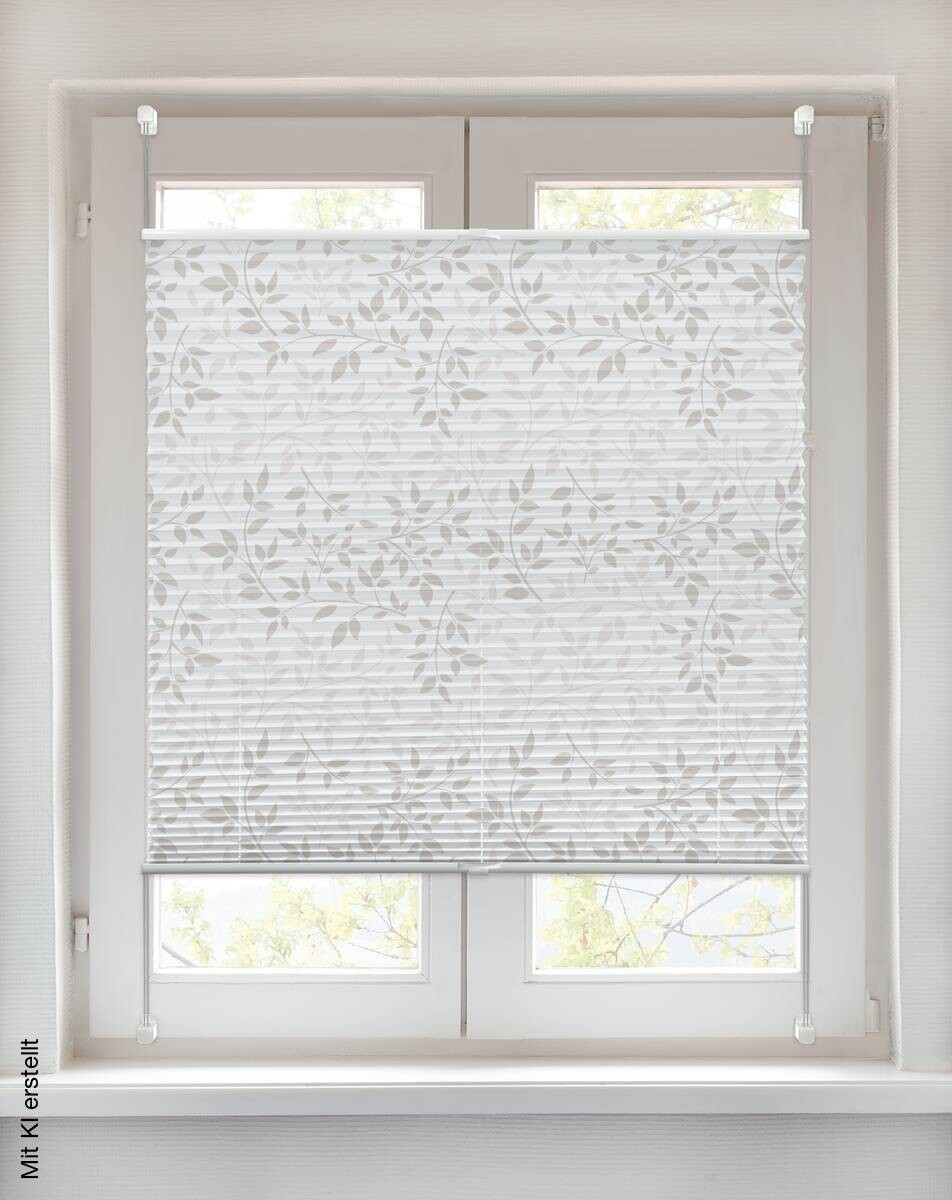 Spannplissee Blätter taupe 100% Polyester B/L: ca. 50x130 cm