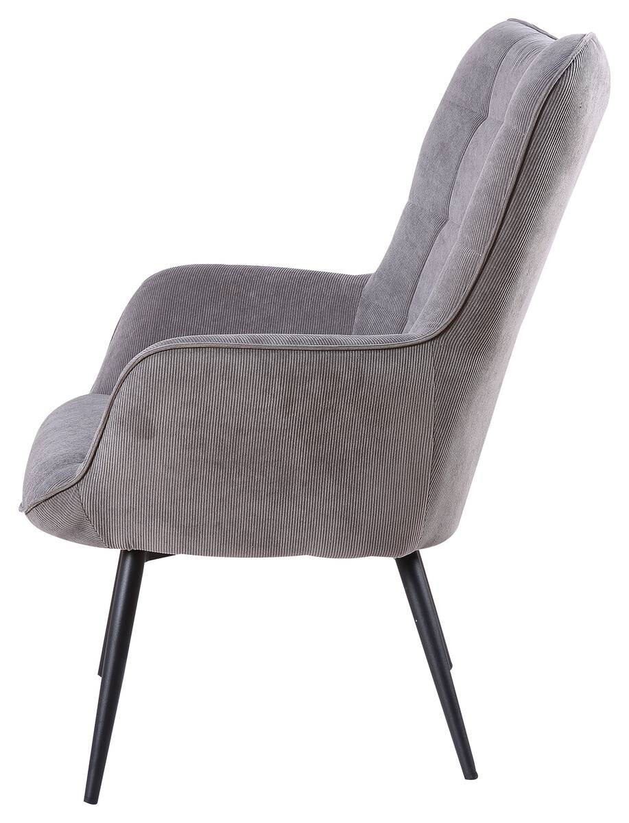 byLIVING Sessel UTA grau schwarz Stoff Metall B/H/T: ca. 72x97x80 cm