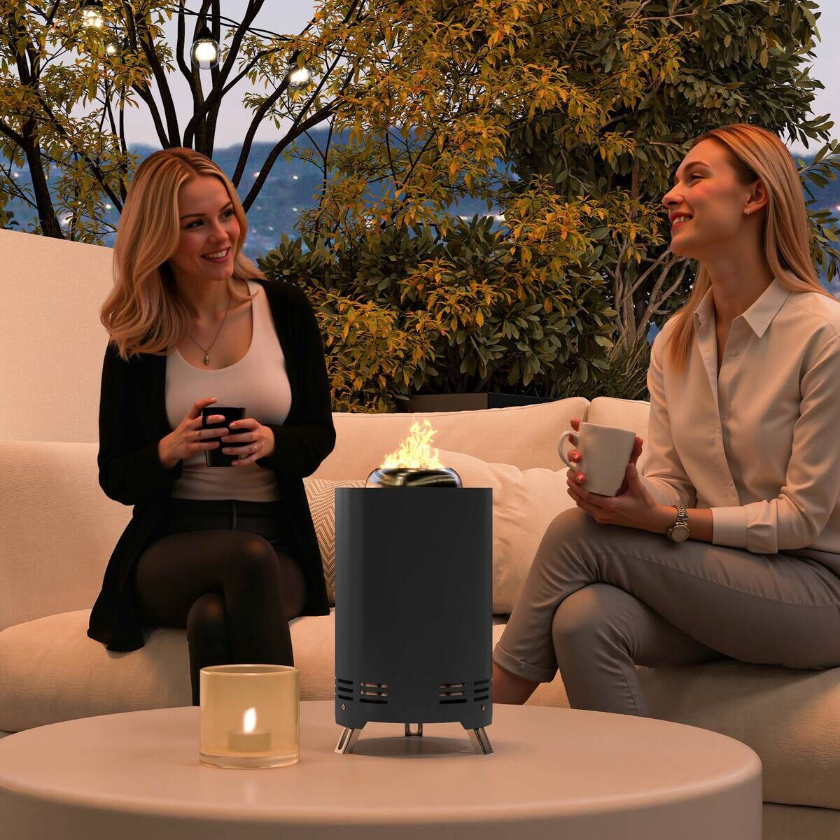 Outsunny Feuerschale grau Edelstahl B/H/L: ca. 16x25x16 cm