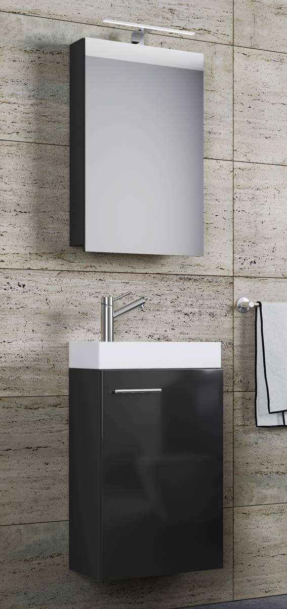 Waschplatz 4tlg-Slito schwarz weiß B/H/T: ca. 41x69,5x22 cm