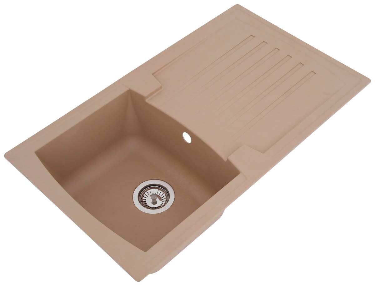 Respekta Einbauspüle Boston 86 x 50 B sandbeige Mineralite B/H/T: ca. 86x20x50 cm