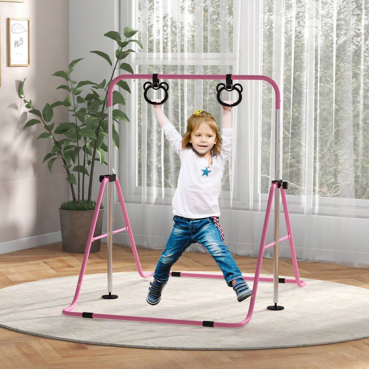 HOMCOM Kinderturnstange rosa B/H/L: ca. 105x128x148 cm
