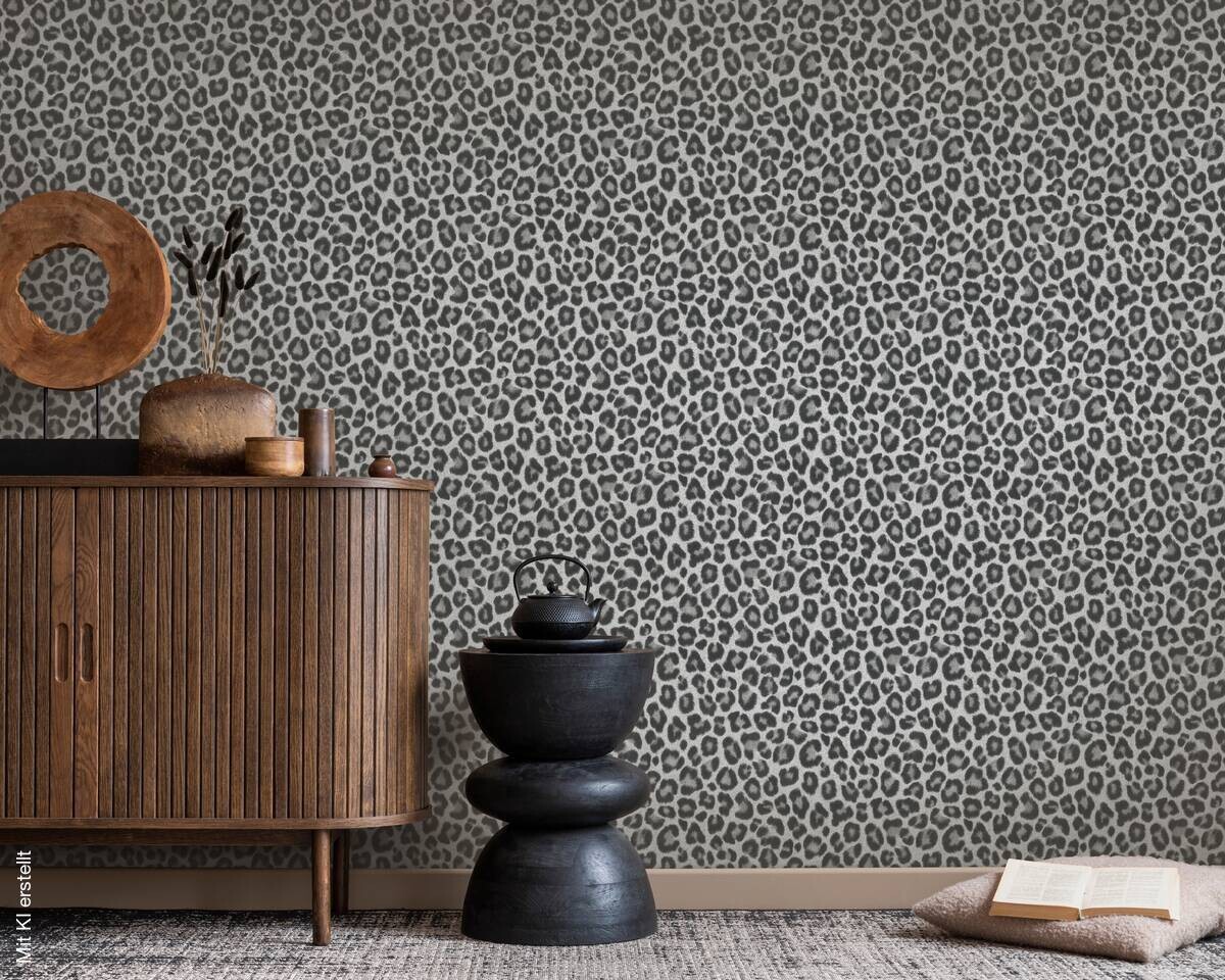 Vliestapete Leopardenmuster grau B/L: ca. 53x1005 cm
