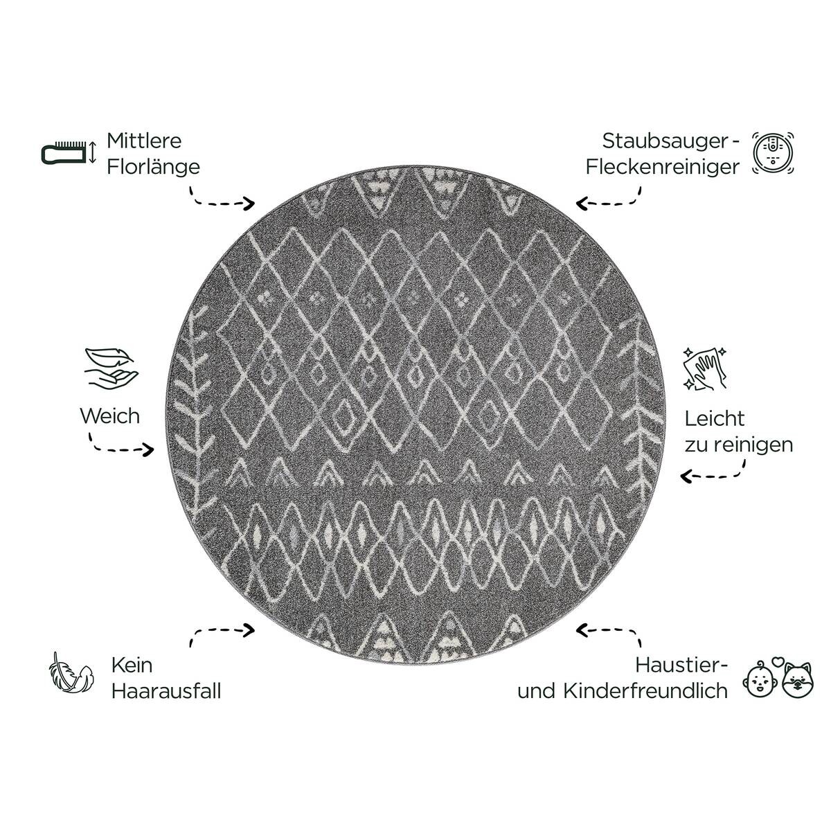 Sanat Teppich anthrazit B/L: ca. 150x150 cm