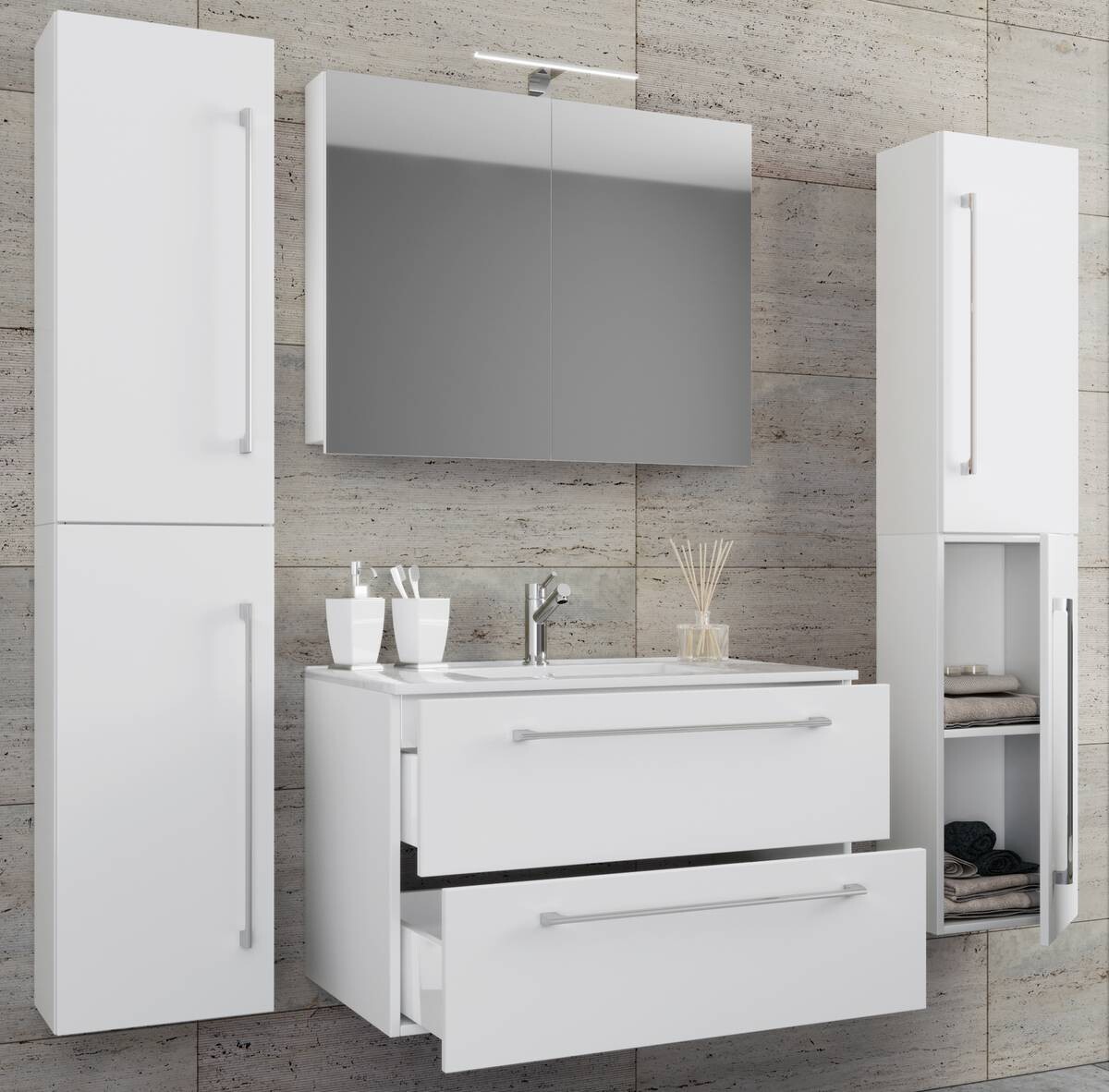 Waschplatz 5tlg-Badinos weiß B/H/T: ca. 80x50x46 cm