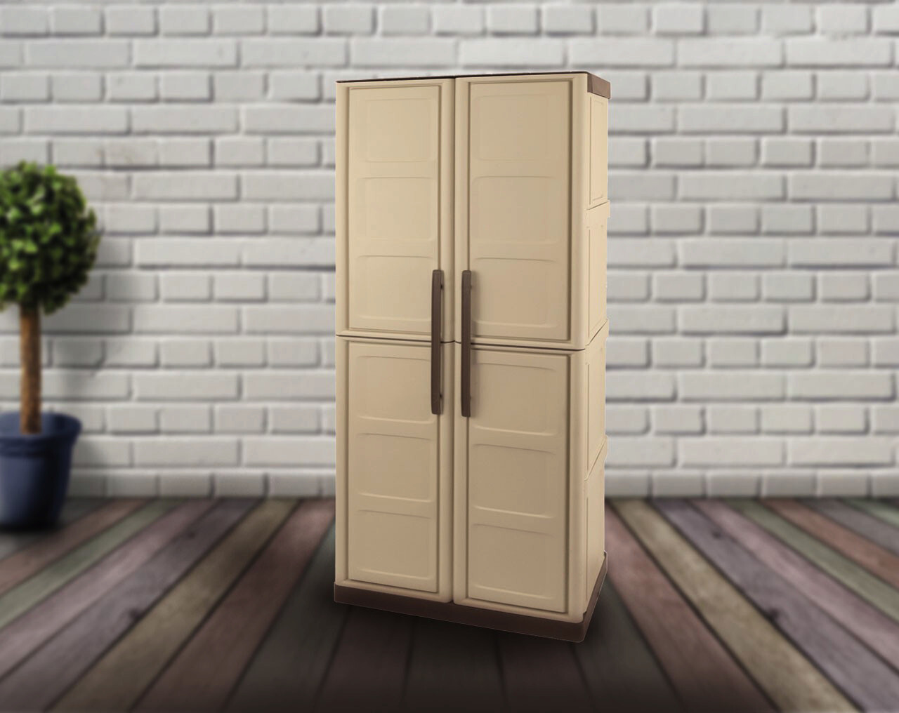 ArtPlast Kunststoffschrank Steel hoch beige Kunststoff B/H/T: ca. 70x165x39,5 cm