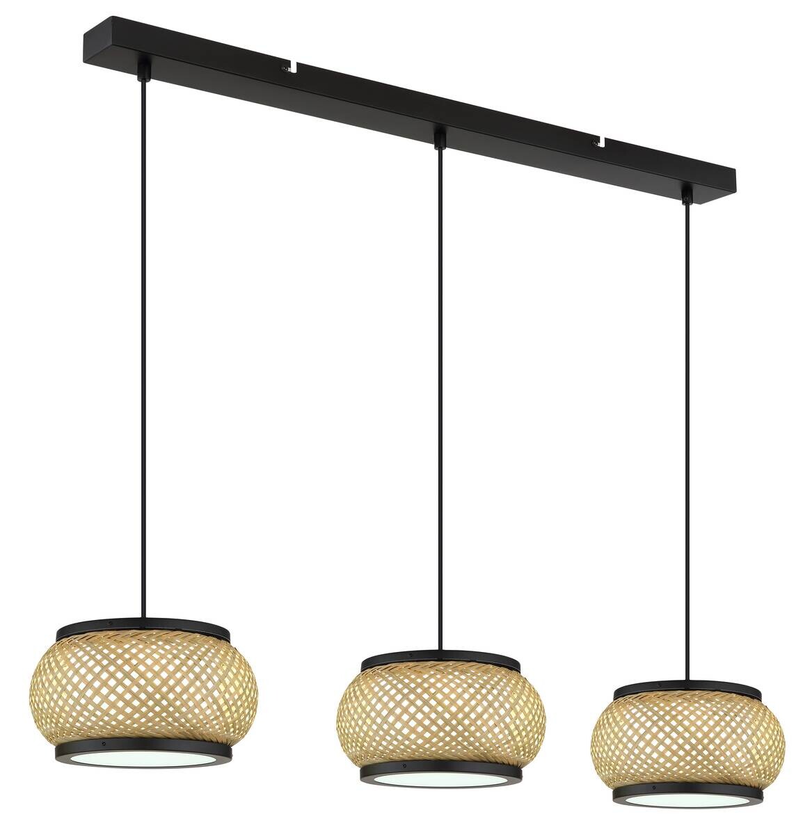 GLOBO Pendelleuchte natur mattschwarz Metall Bambus B/H/L: ca. 22x120x92 cm 1.0 Brennstellen