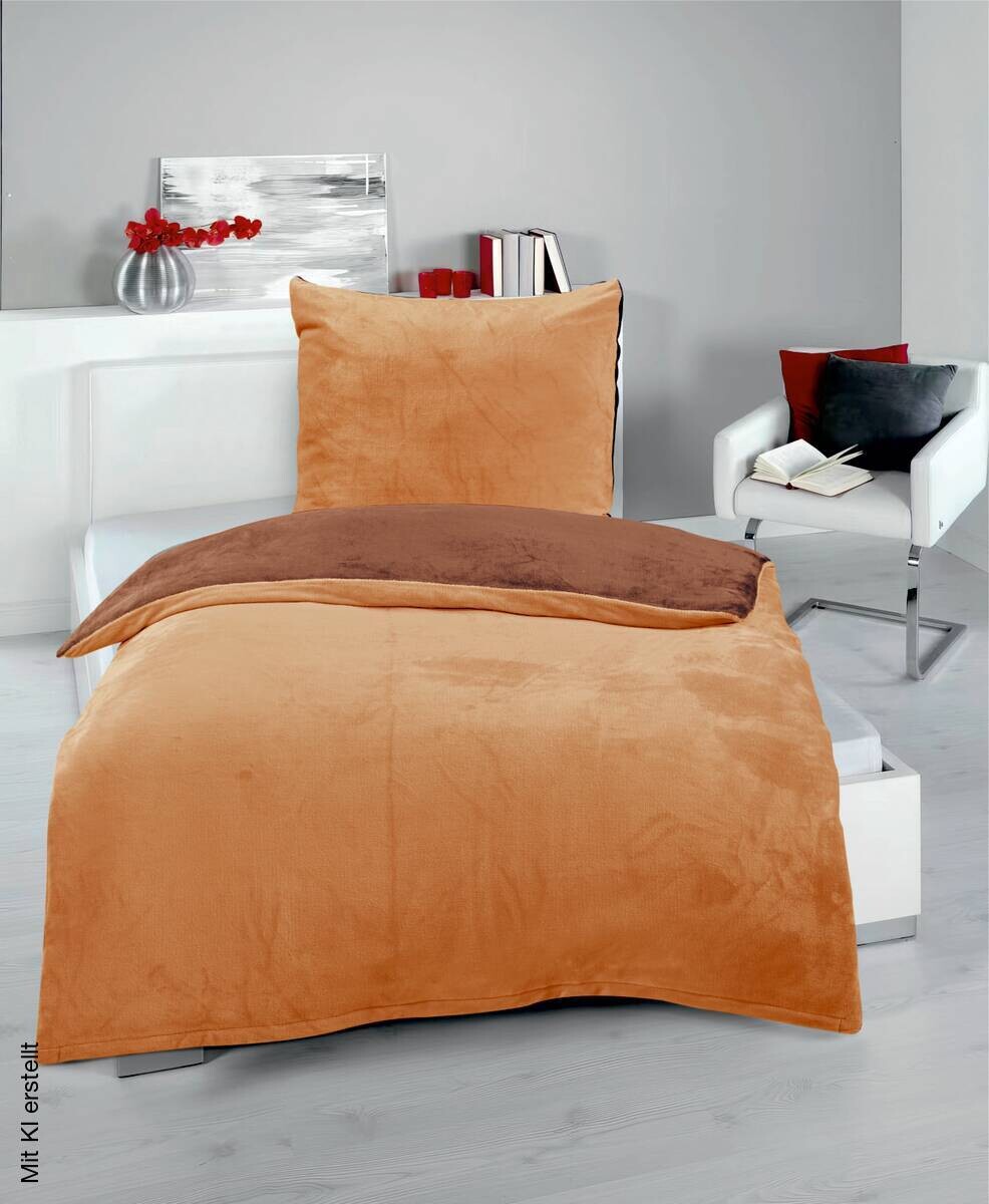Microfaser Bettwäsche Cashmere touch terra Polyester B/L: ca. 135x200 cm