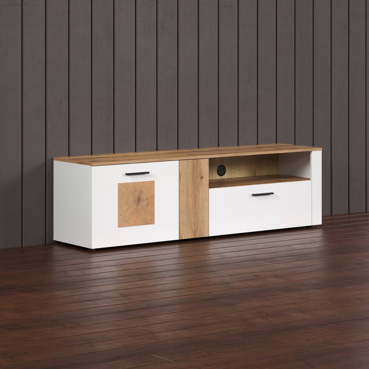 Lowboard Vitoria weiß Eiche Evoke Coast Nachbildung B/H/T: ca. 170x50x42 cm