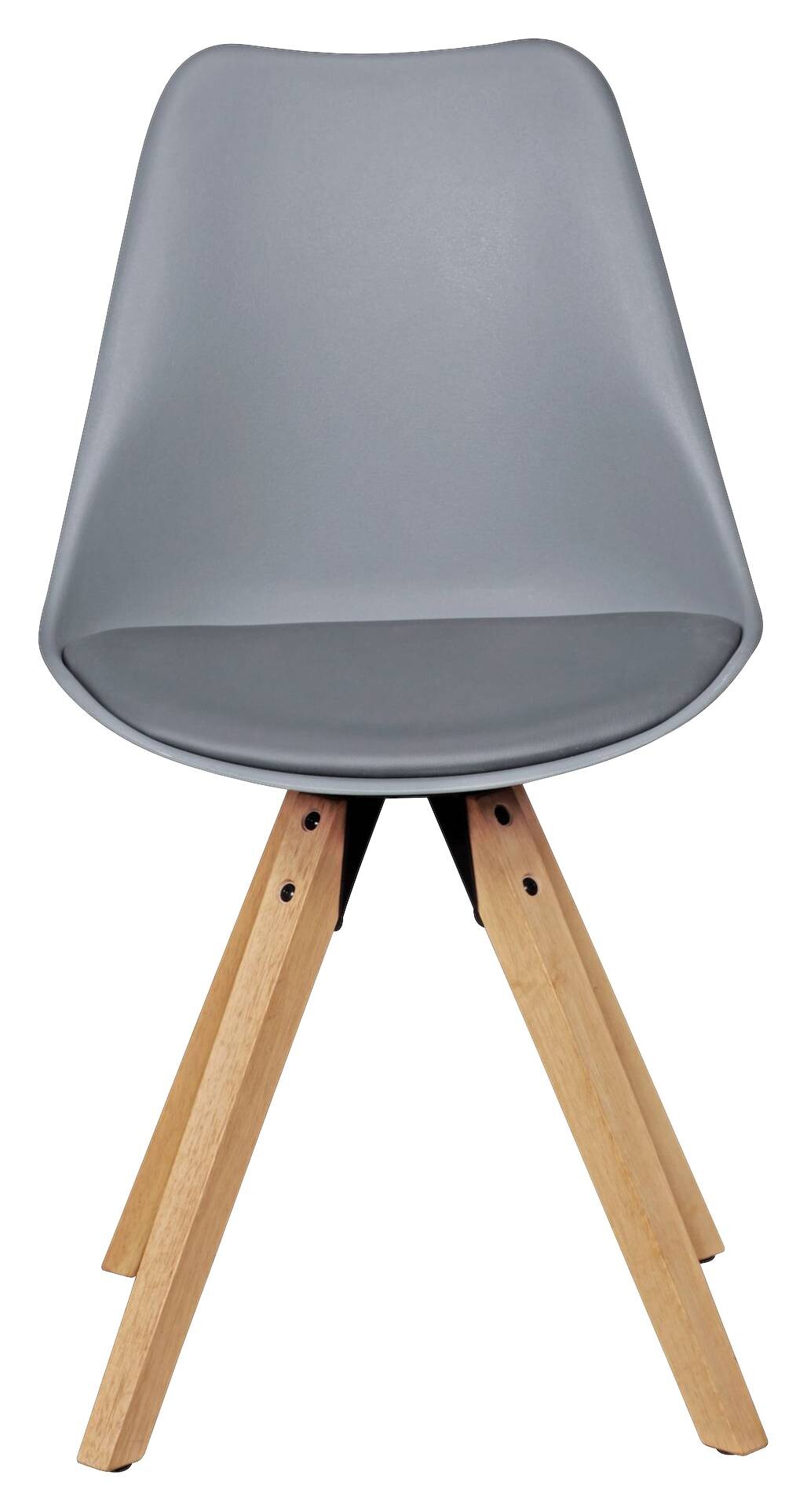 Stuhl 2er-Set grau grau natur Kunststoff Kunstleder Echtholz B/H/T: ca. 49x87x52 cm