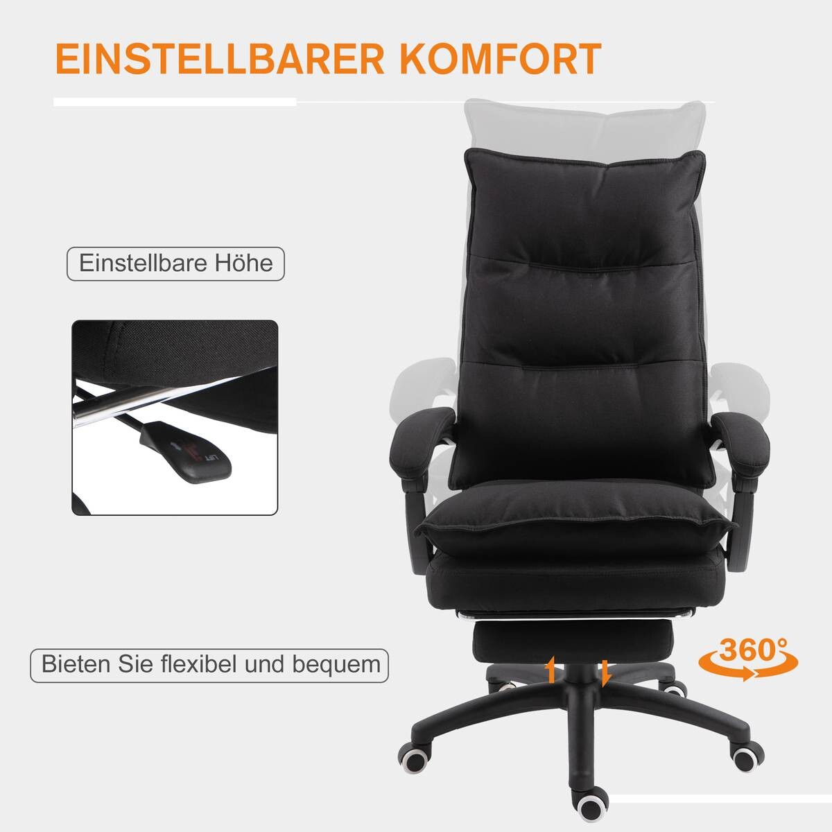 Vinsetto Massagestuhl MH02-0758 schwarz Schaumstoff Nylon