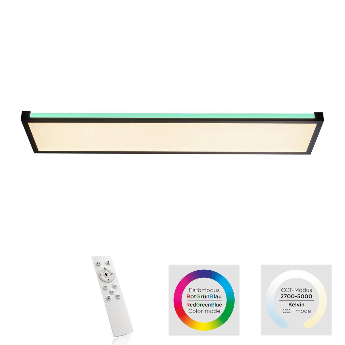 Just Light LED-Deckenleuchte MARIO 11622-18 schwarz weiß Kunststoff Metall B/H/T: ca. 25x7,1x100 cm 2 Brennstellen