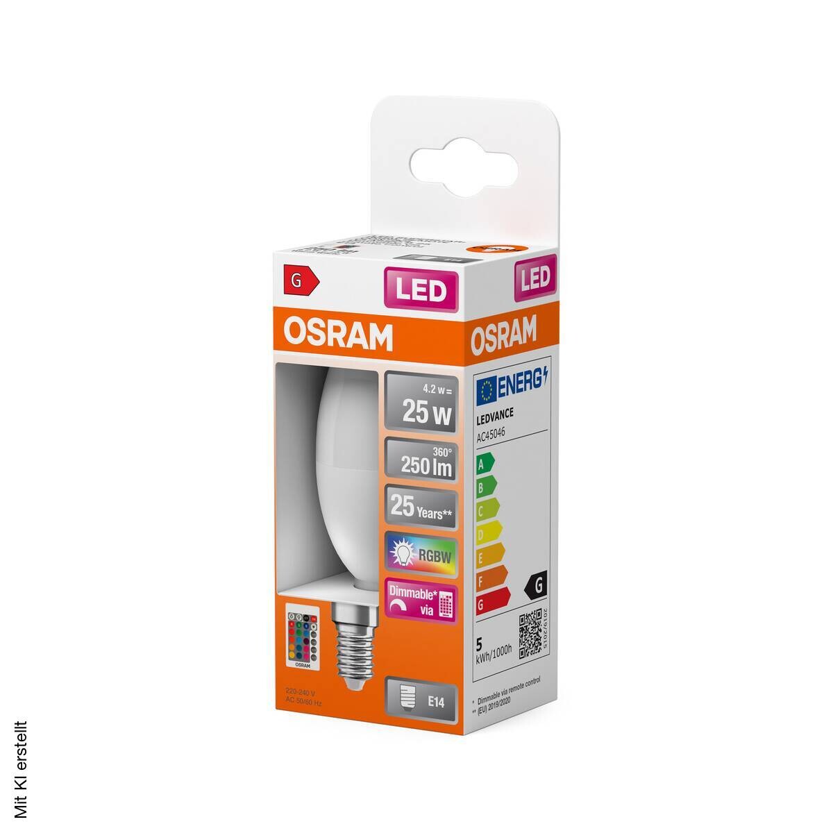 OSRAM LED-Leuchtmittel Kerze RGBW mit Fernbedienung AC45046 E14