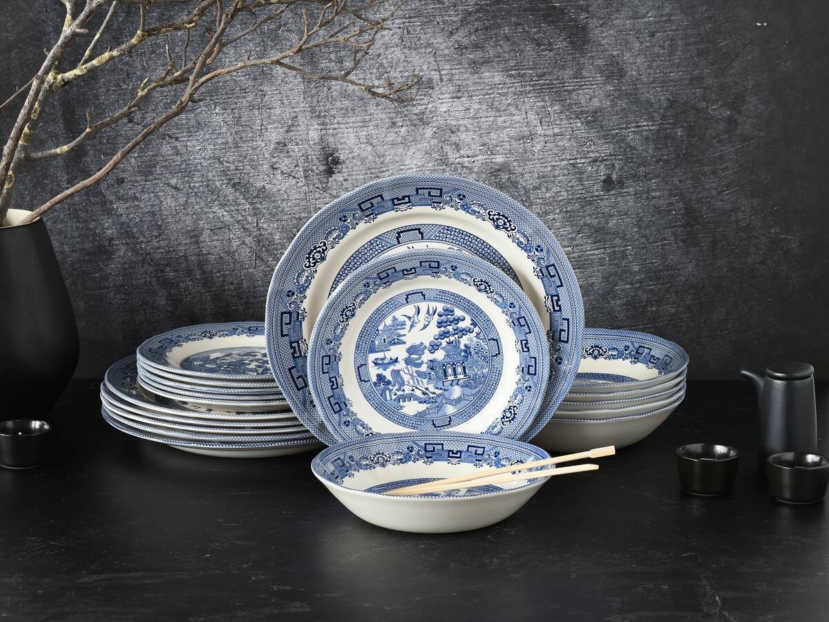 CreaTable Tafelservice China Town blau Steingut 18 tlg.