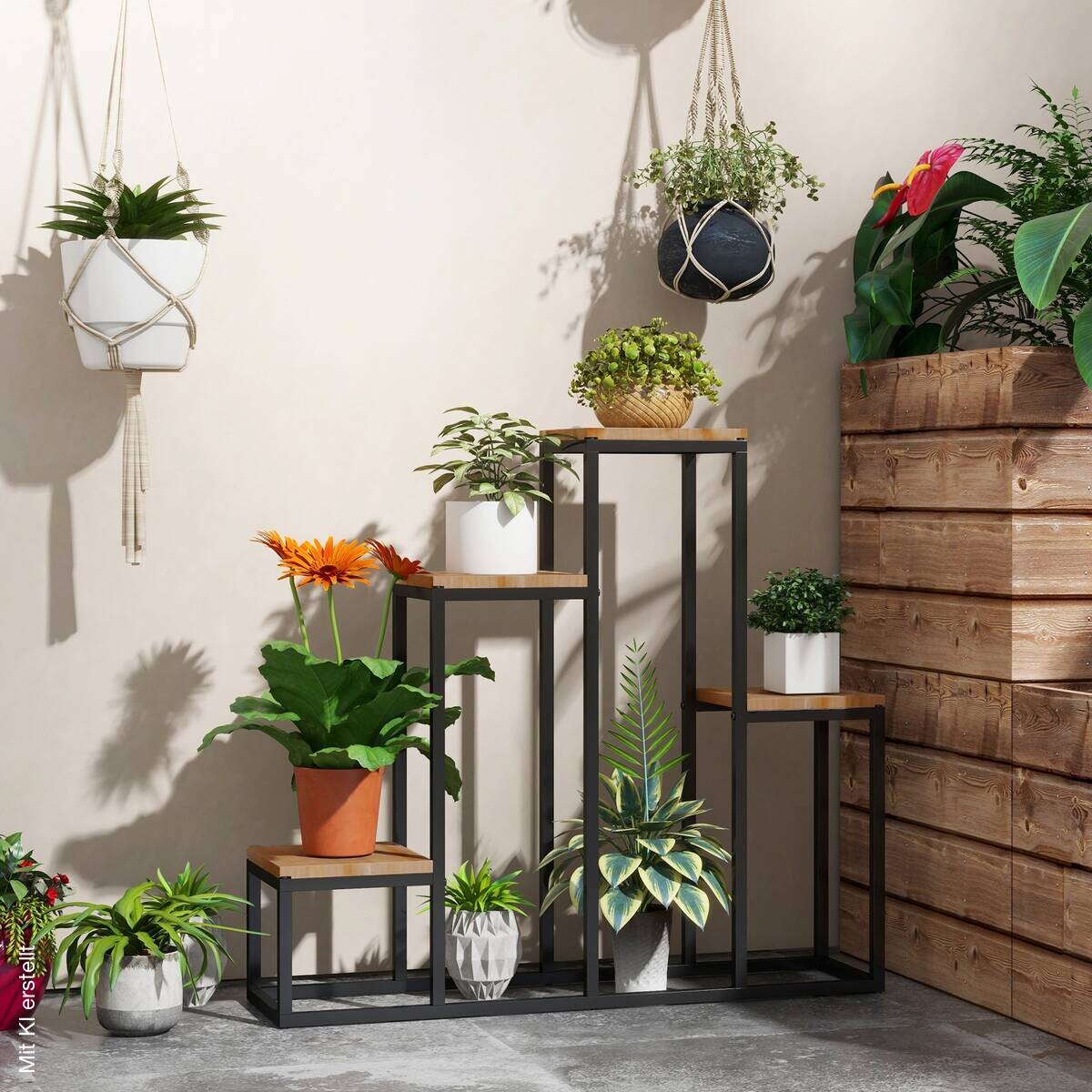 Outsunny Blumenregal hellbraun Holz B/H/L: ca. 20x74x80 cm